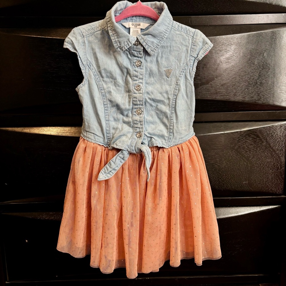 Guess Kids Blue and Peach Casual Dress